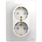 GLOSSA Розетка двойная с заземлением со шторками в сборе белая