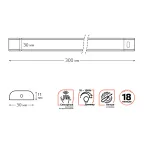 Светильник линейный светодиодный ДБО 6 Вт 400 лм 4000К AC 220В IP20 300х30х11мм модель D управление датчиком движения плавное диммирование Modul Gauss