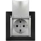 VALENA Розетка с заземлением без шторок с крышкой алюминий