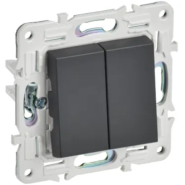 SKANDY Выключатель 2-клавишный 10А SK-V04T титан IEK