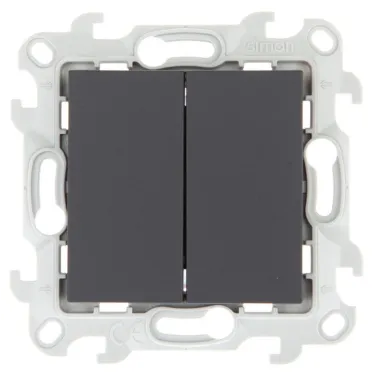 Выключатель двухклавишный, графит