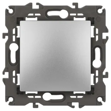 Кнопка, 10АХ-250В, Elegance, алюминий (10/100/2500) 14-1111-03