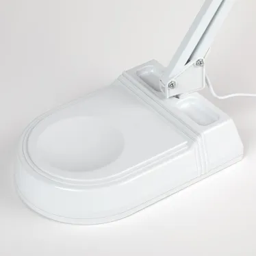 Светильник настольный с лампой PL на струбцине и с основанием белый NL-202-G23-11W-W