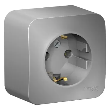 BLANCA розетка наружная с заземлением без шторок, 16А, 250В, алюминий