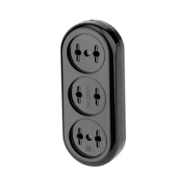 Колодка 3 гнезда карболитовая б/з 16 А, черная REXANT