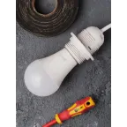 Патрон Е27 пластиковый с кольцом термостойкий пластик белый PROxima