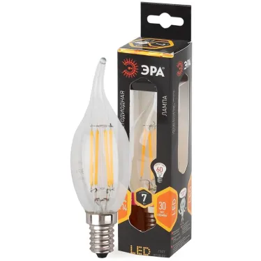 Лампа светодиодная филаментная F-LED BXS-7W-827-E14 (филамент, свеча на ветру, 7Вт, тепл, E14 (10/100/2800)
