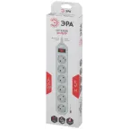 Сетевой фильтр (белый) с заземл, 3x0,75мм2, с выкл, 6гн, 5м USF-6es-5 м-W-BOX