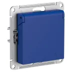 ATLASDESIGN РОЗЕТКА с заземл. со шторк. с крышкой, 16А, IP20, механизм, АКВАМАРИН