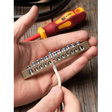 Шина нулевая 8х12мм 125А 12 отверстий крепеж по краям латунь PROxima