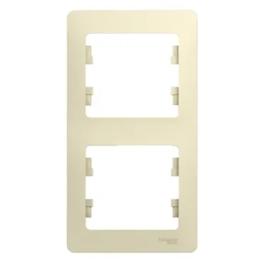 GLOSSA Рамка 2 поста вертикальная бежевая