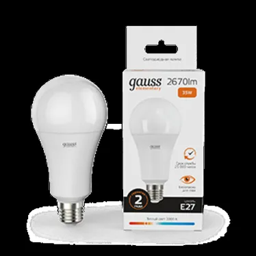Лампа светодиодная LED 35 Вт 2670 лм 3000К А67 груша теплый E27 AC 220В Elementary Gauss