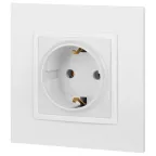 Розетка 2P+E Schuko, 16А-250В, Эра Elegance, белый, 14-2101-01