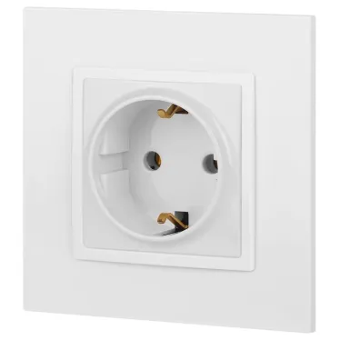 Розетка 2P+E Schuko, 16А-250В, Эра Elegance, белый, 14-2101-01