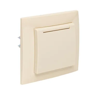 Валенсия розетка 1-местная с/з 16А кремова с крышкой и защ. штор.