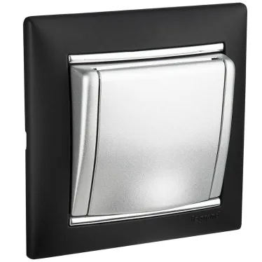 VALENA Розетка с заземлением без шторок с крышкой алюминий