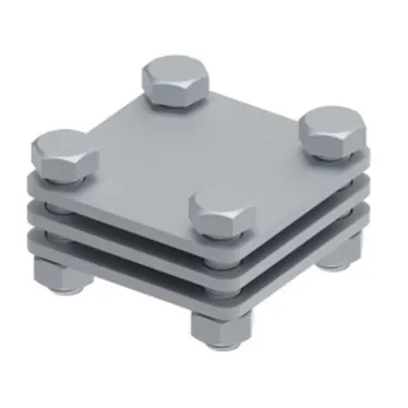 Соединитель с промежуточной пластиной для параллельного и перпендикулярного соединения полосы до 30 мм. Материал - горячеоцинкованная сталь.