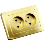 Розетка двойная скрытая золото