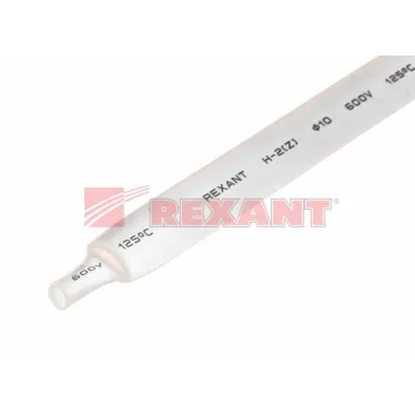 Термоусаживаемая трубка 10,0 5,0 мм, белая, упаковка 50 шт. по 1 м, REXANT