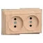 ОКТАВА Розетка двойная наружная сосна без крышки 10А