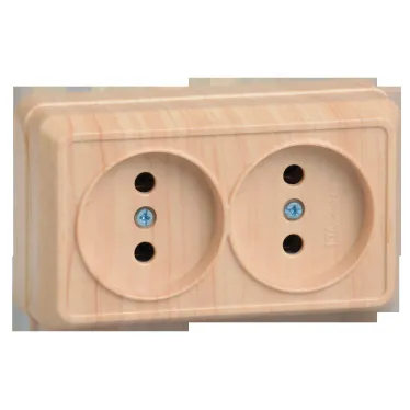 ОКТАВА Розетка двойная наружная сосна без крышки 10А