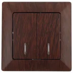 Выключатель Intro Solo 4-105-10 двухклавишный с подсветкой, 10А-250В, IP20, СУ, венге