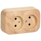 GLORY Розетка двухместная наружная без заземления сосна