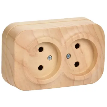 GLORY Розетка двухместная наружная без заземления сосна
