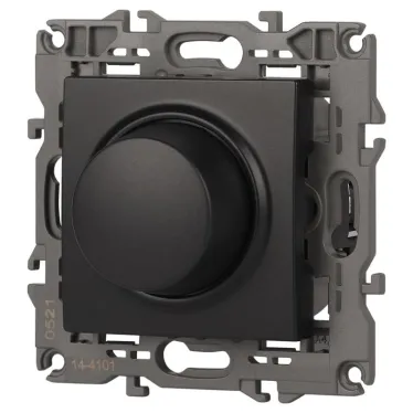 Светорегулятор поворотно-нажимной, 400ВА 230В, Эра Elegance, антрацит,14-4101-05