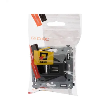 Avanti USB 2.0 розетка одинарная в стену, тип А-А, , Черный матовый