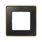 Рамка на 4 поста цвета графит с металлическим основанием цвета латунь S82 Detail