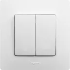 ETIKA Выключатель двухклавишный белый на безвинтовые зажимы 10АХ