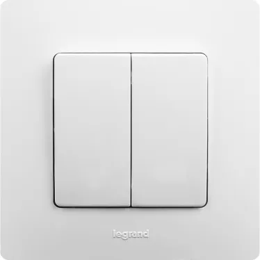 ETIKA Выключатель двухклавишный белый на безвинтовые зажимы 10АХ