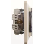 GLOSSA Розетка с заземлением со шторками с крышкой бежевая в сборе IP44