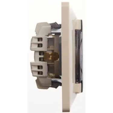 GLOSSA Розетка с заземлением со шторками с крышкой бежевая в сборе IP44