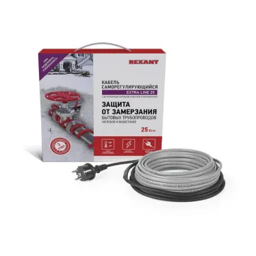 Кабель греющий саморегулирующийся Extra Line 25MSR-PB, на трубу, 2 м/50 Вт, REXANT
