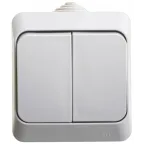 ЭТЮД Выключатель двухклавишный наружный IP44 серый