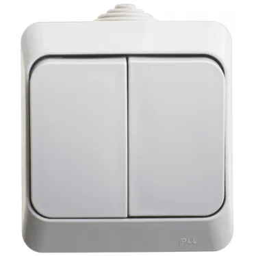 ЭТЮД Выключатель двухклавишный наружный IP44 серый