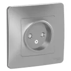 BLANCA скрытой установки розетка без заземления со шторками, 16А, 250В, алюминий