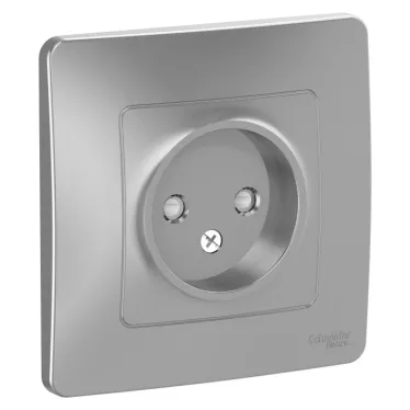 BLANCA скрытой установки розетка без заземления со шторками, 16А, 250В, алюминий