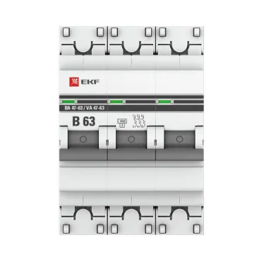 Автоматический выключатель 3P 63А (В) 4,5kA ВА 47-63 EKF PROxima