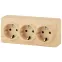 Розетка 3х2P+E Schuko со шторками, 16A-250В, ОУ, Эра Эксперт, сосна, 11-2209-11