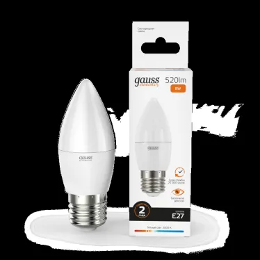 Лампа светодиодная LED 8 Вт 520 лм 3000К свеча теплый E27 AC 220В Elementary Gauss