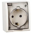 15 Aqua Розетка 2Р+Е Schuko со шторками с крышкой полупр. IP54 16А 250В винтовой зажим S15A сл. кость