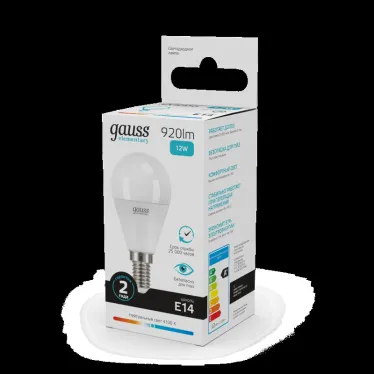 Лампа светодиодная LED 12 Вт 920 лм 4100К шар P45 нейтральный E14 AC 220В Elementary Gauss