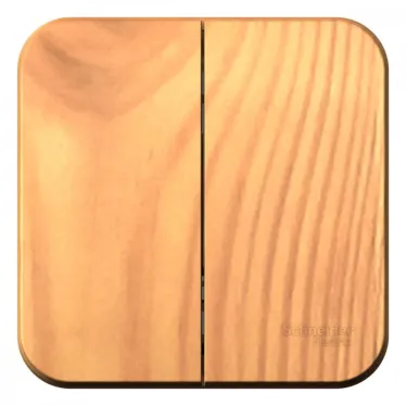 BLANCA двухклавишный выключатель наружный (cх.5) с изолирующей пластиной, 10A, 250B, ясень