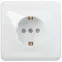 Розетка РСш10-3-ВБ одноместная с заземляющим контактом с защитными шторками 16А ВЕГА белый