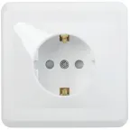 Розетка РСш10-3-ВБ одноместная с заземляющим контактом с защитными шторками 16А ВЕГА белый