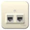 Розетка BLANCA наружная двойная компьютерная RJ45+телефонная RJ11, кат.5e, с изолирующей пластиной, молочный