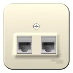 Розетка BLANCA наружная двойная компьютерная RJ45+телефонная RJ11, кат.5e, с изолирующей пластиной, молочный